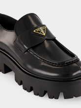 Prada Black Brushed Leather Loafers