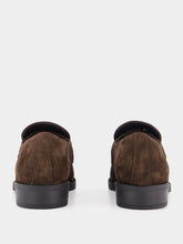 Prada Brown Triangle-Logo Suede Loafers