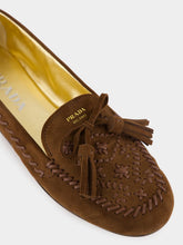 Prada Cocoa Brown Tassel Suede Leather Loafers