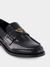 Prada Black Brushed Leather Loafers