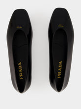 Prada Black Brushed Leather Ballerina Flats