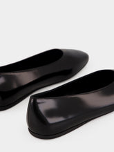 Prada Black Brushed Leather Ballerina Flats