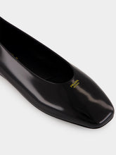 Prada Black Brushed Leather Ballerina Flats