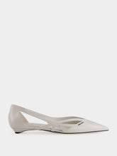Prada White Brushed Leather Cut-Out Ballerinas