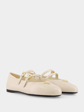 Cream Double-Strap Ballerinas | PDP - Fashion Clinic