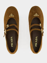 Prada Cocoa Brown Suede Double-Strap Ballerinas