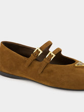 Prada Cocoa Brown Suede Double-Strap Ballerinas