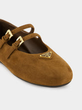 Prada Cocoa Brown Suede Double-Strap Ballerinas
