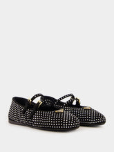 Prada Black Suede Crystal Ballerinas