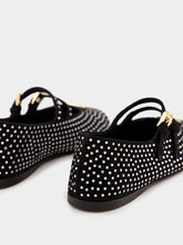 Prada Black Suede Crystal Ballerinas