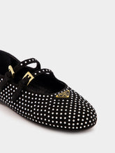 Prada Black Suede Crystal Ballerinas