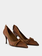 Prada Cocoa Brown Mid-Heel Leather Pumps