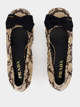 Prada Snakeskin Heeled Ballet Flats with Bow