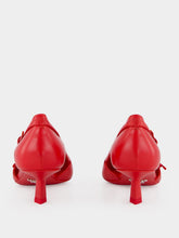 Prada Red Leather Open-Side Bow Pumps