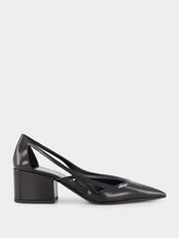 Prada Black Brushed Leather Cut-Out Pumps