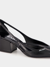 Prada Black Brushed Leather Cut-Out Pumps