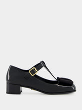Prada Black Patent Leather Mid-Heel Pumps