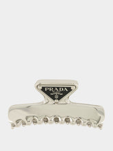 Prada Steel Grey Triangle Logo Hair Clip