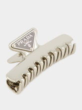 Prada Steel Grey Triangle Logo Hair Clip