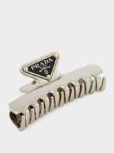 Prada Steel Grey Triangle Logo Hair Clip