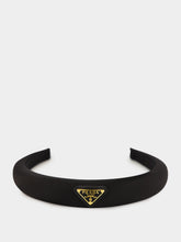 Prada Black Re-Nylon Padded Triangle Logo Headband