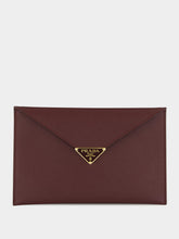 Prada Burgundy Saffiano Envelope Clutch