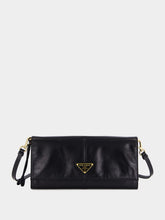 Prada Black Leather Wallet with Shoulder Strap