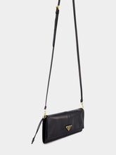 Prada Black Leather Wallet with Shoulder Strap
