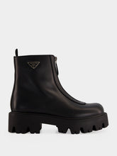 Prada Black Leather Zipper Booties
