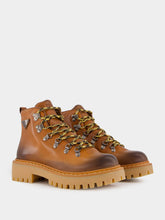 Prada Cognac Leather Laced Booties