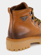 Prada Cognac Leather Laced Booties