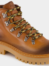 Prada Cognac Leather Laced Booties