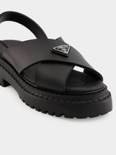 Prada Black Crisscross Rubber Sandals with Logo
