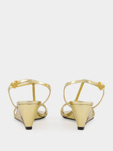 Prada Platine Gold Leather Wedge Sandals