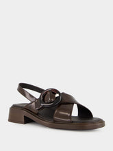 Prada Sienna Brown Brushed Leather Sandals with Buckle