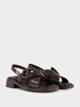 Prada Sienna Brown Brushed Leather Sandals with Buckle