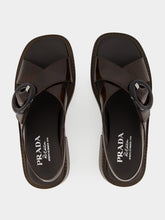 Prada Sienna Brown Brushed Leather Sandals with Buckle