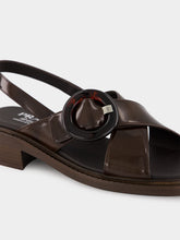 Prada Sienna Brown Brushed Leather Sandals with Buckle