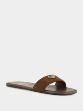 Prada Brown Suede Logo Slides