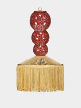 Honoré Henriette Raffia Fringed Red Pendant Lamp