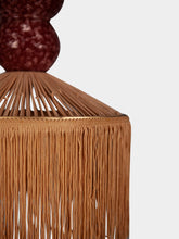 Honoré Henriette Raffia Fringed Red Pendant Lamp