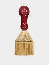 Honoré Georgette Raffia + Fringes Burgundy Conique Pendant Light