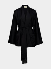 Paula Flight Black Silk Twill Kimono