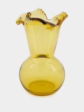 All Origine Amber Yellow Ruffled Glass Vase