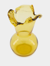 All Origine Amber Yellow Ruffled Glass Vase