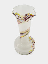All Origine White Glass Vase with Multicolour Spiral Detail