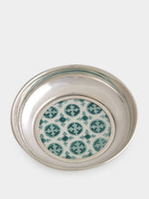 Leitão & Irmão Green Silver Round Tray with Portuguese Tile