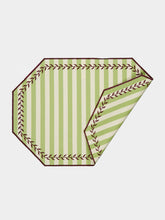 Borgo Delle Tovaglie Lauro Cotton Placemat in Capri Stripe Anise and Prune