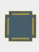 Borgo Delle Tovaglie Erica Linen Placemat in Deep Blue and Curry