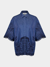 Zimmermann Railway Blue Coco Embroidered Denim Shirt